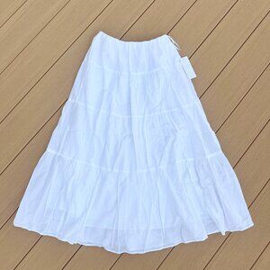Uniqlo Tiered White Cotton Maxi Skirt